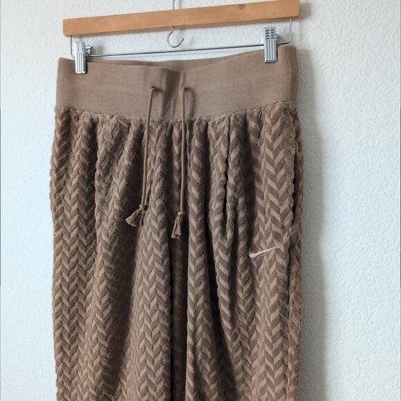 Nike Phoenix Brown Terry Cloth Fleece High Waisted Jogger Pants Medium DR2178 - Picture 11 of 12